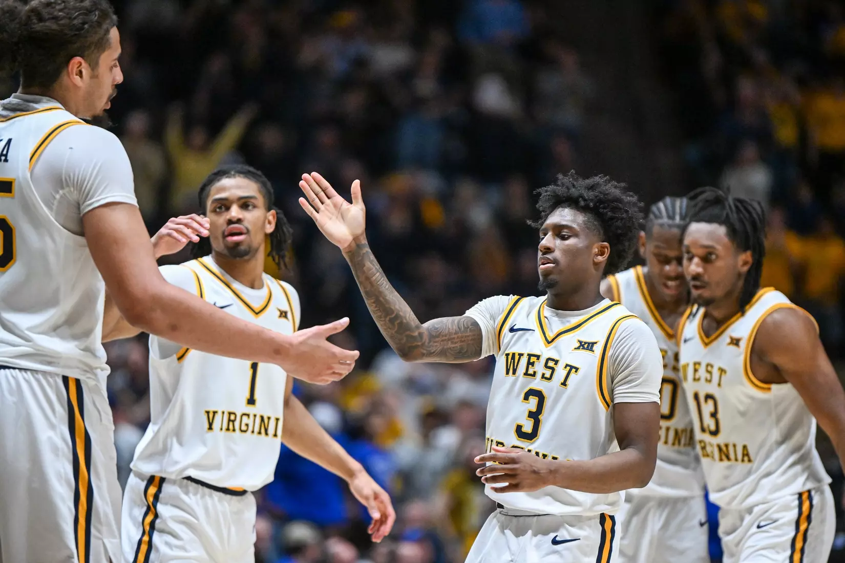 WVU men's basketball game action vs BYU Saturday, Feb. 28, 2026.