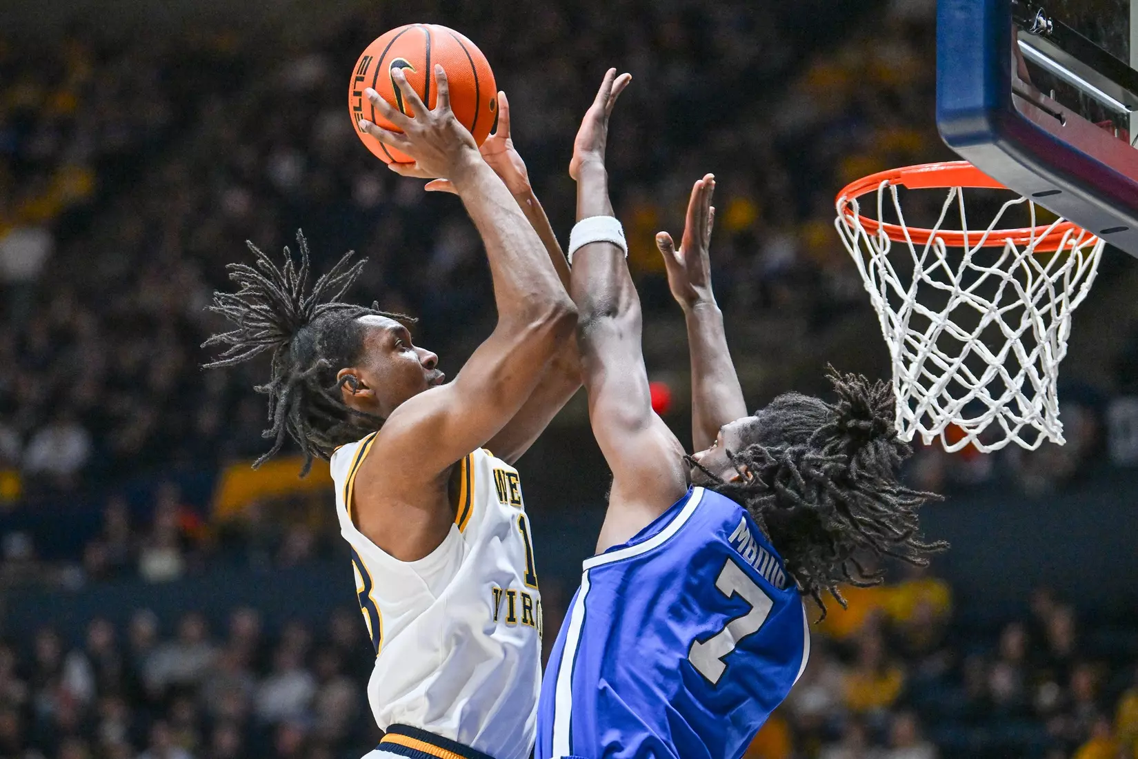WVU men's basketball game action vs BYU Saturday, Feb. 28, 2026.