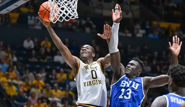 WVU men's basketball game action vs BYU Saturday, Feb. 28, 2026.
