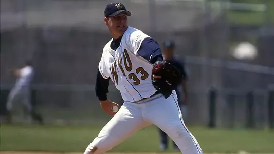 Former West Virginia University pitcher Chris Enochs performing in a game at Hawley Field in 1997.