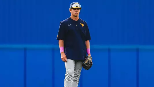 Shortstop Matt Ineich prepares to take a ground ball before West Virginia's game against ninth-ranked Kansas at Hoglund Ballpark in Lawrence, Kansas, on Friday, May 8, 2026.