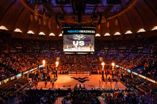 Pregame introductions before a capacity crowd at Hope Coliseum when West Virginia met Miami, Ohio for an NCAA Tournament first-round game played at Hope Coliseum on Saturday, March 21, 2026.
