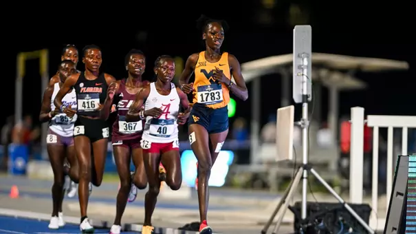 Joy Naukot competing in the 10,000 meters at the NCAA East First Round