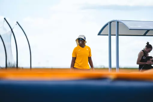 Assistant Coach Shelly-Ann Gallimore during the Mountaineer Invitational