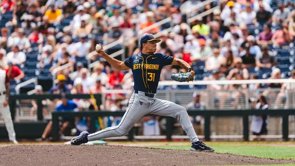 Dawson Montesa throws a pitch against Troy in the College World Series