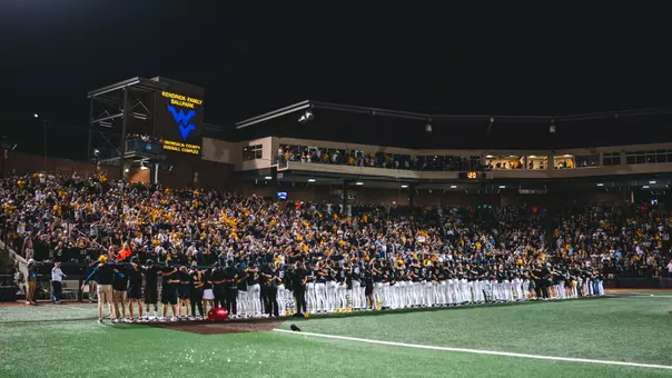 WVU baseball players sing Country Roads after winning the NCAA Morgantown Regional.