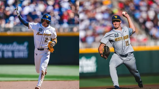 Gavin Kelly and Maxx Yehl participate in the College World Series