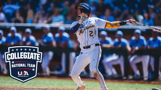 Gavin Kelly takes a swing against UNC with the Team USA Collegiate National Team Logo featured