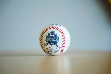 College World Series Baseball Signed by WVU Baseball Team and Coaches