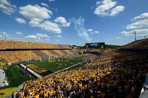 Milan Puskar Stadium with the fans participating in "Stripe the Stadium" during game for WVU football.