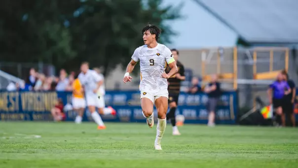 Pablo Pozos of the WVU men's soccer team plays against Pitt