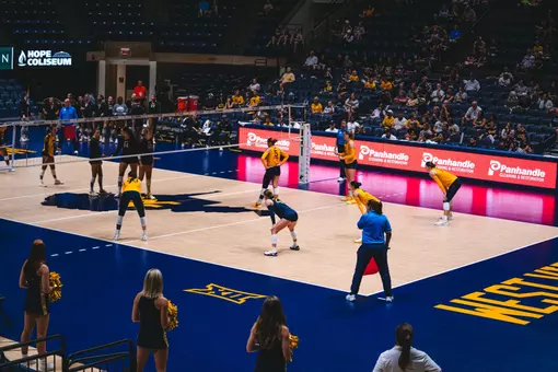Full court view of the match between WVU and UMBC