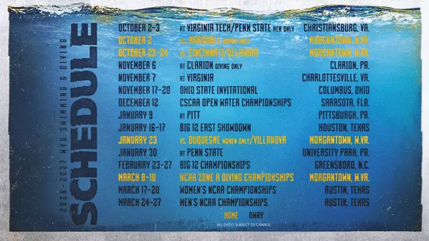 The West Virginia University swimming and diving schedule for 2026-27.