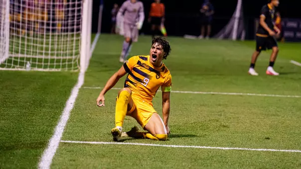 Pablo Pozos celebrates following a goal against George Mason