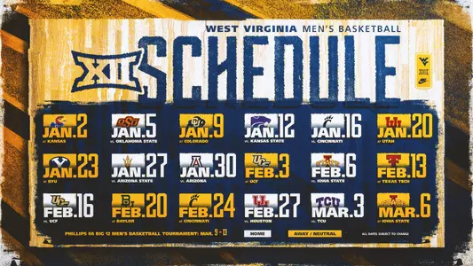 WVU's Big 12 men's basketball schedule has been announced