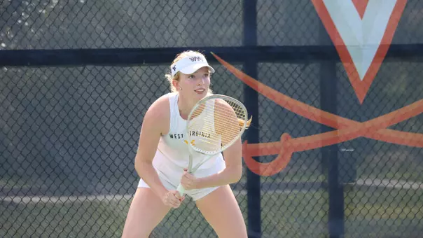 Lyla Byers awaits a serve during the 2025 Wahoowa Invitational