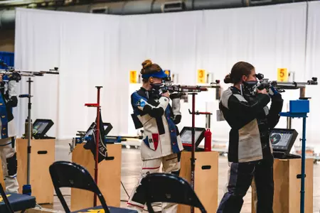 Oceanne Muller takes aim during the first rifle match of the season