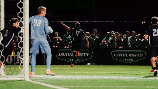 Jacob Redenfors celebrates after scoring against Marshall