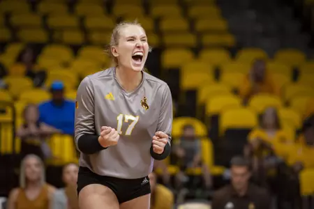 The Wyoming Cowgirl Volleyball team defeated the North Florida Ospreys 3-0 at the Arena-Auditorium on Aug. 24, 2018.