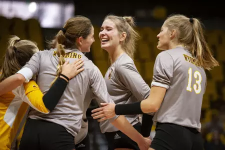 The Wyoming Cowgirl Volleyball team defeated the North Florida Ospreys 3-0 at the Arena-Auditorium on Aug. 24, 2018.