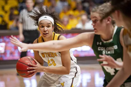 The Wyoming Cowgirls Basketball team defeated the Colorado State Rams in the annual Border War game at the Arena-Auditorium in Laramie on Feb. 23, 2019.