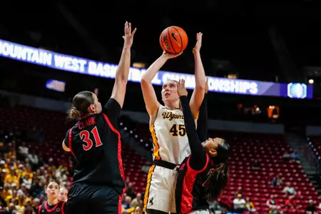 Allyson Fertig shoots against San Diego State in the Mountain West championship game.