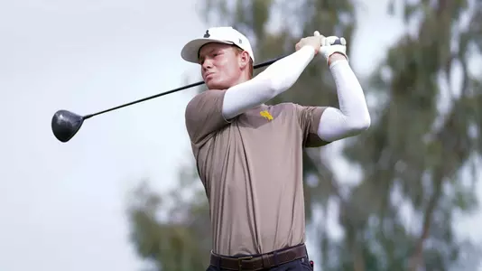 Brody Leid tees off during Round 1 of the Cowboy Classic in Maricopa, Arizona