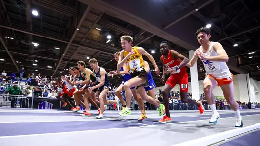 Ryker Holtzen running in the 3,000 meters at the MW Championships