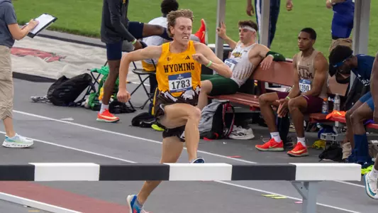 Ryker Holtzen jumping over a steeple at the 2026 NCAA West First Round