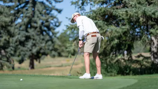 Brody Leid putts during Round 1 of the Ram Masters Invite at Fort Collins Country Club