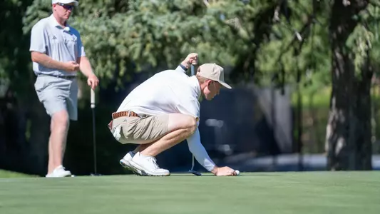 Brody Leid lines up a putt on Thursday during Round 1 of the Ram Masters Invite