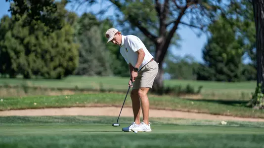 Brody Knowlton putts during Round 1 of the Ram Masters Invite at Fort Collins Country Club