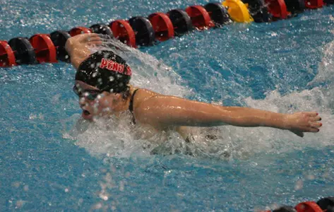 A YSU swimmer does the butterfly stroke