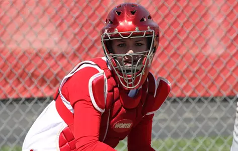 Amanda Palmore in catcher’s gear