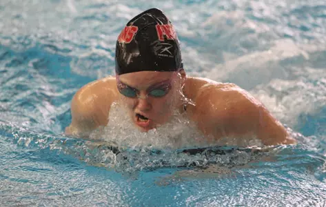 YSU swimmer in the breaststroke