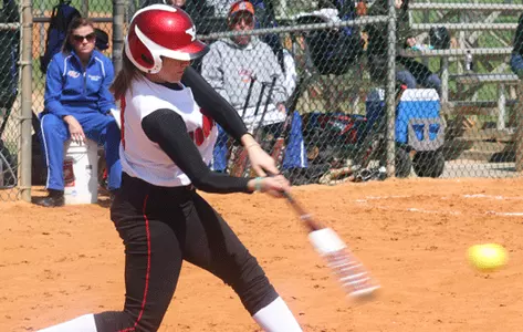 Sarah Gabel swings at a pitch