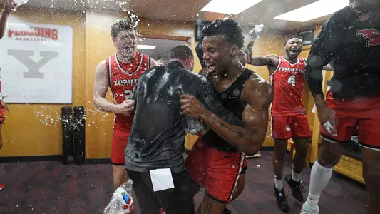 YSU Men's Basketball - Locker room celebration vs. Oakland (Jan. 27, 2023)