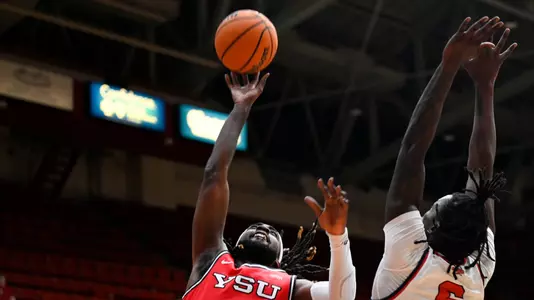 in the first half against Youngstown State, Saturday, Jan. 20, 2024, at Calihan Hall.