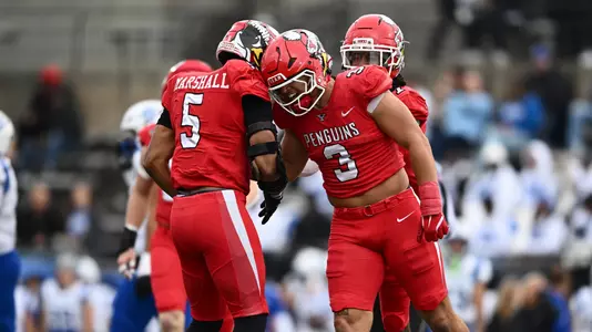 YSU Football - Mike Wells and Carston Marshall celebrate