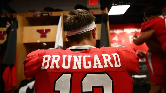 Beau Brungard sits at his locker.