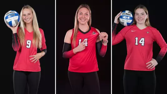 Combined image of photos featuring YSU's transfers - Ashlee Gnau, Kylie Surratt and Wrigley Takats