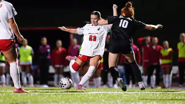Elena Zuchowski takes a shot against Wright State on Oct. 10, 2026