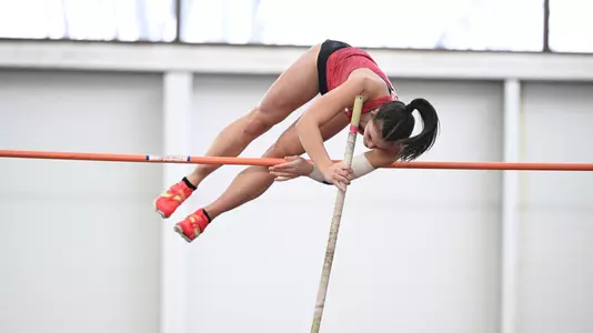 Ainsley Hamsher clears the bar in the pole vault.