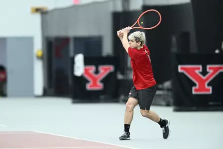 Matteo Ceradelli returns a tennis shot