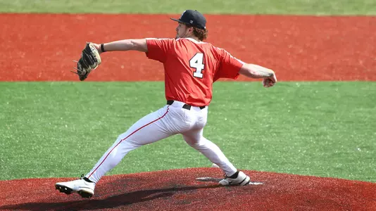 Mikey Rodriques delivers a pitch for YSU during a baseball game vs. Oakland at Pullman Park on March 15, 2026 (Photo by Bryson Chavez)