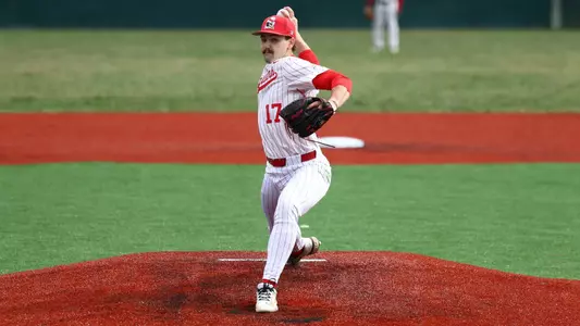 Tyler Heflin delivers a pitch for YSU during a baseball game vs. Oakland at Pullman Park on March 13, 2026 (Photo by Bryson Chavez)