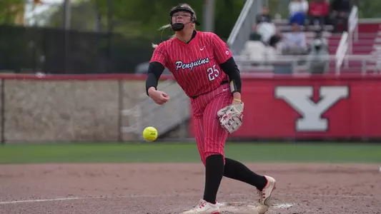 Kennedy Kimball delivers a pitch in the 2026 Horizon League Softball Championship on May 7, 2026