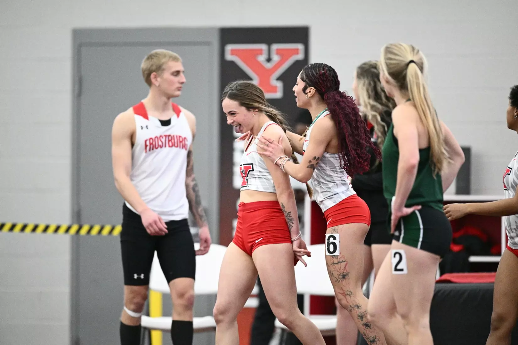 Women's Track & Field - Reeves/Martinez Celebrate at Finish Line