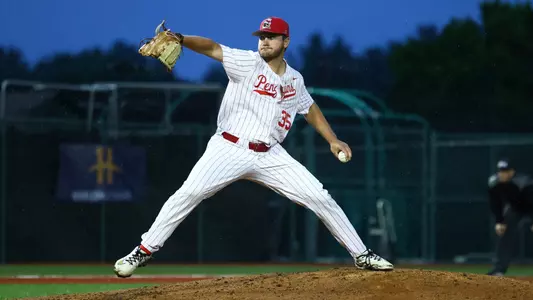 Braden Gebhardt delivers a pitch for YSU during a baseball game vs. Oakland in the Horizon League Championship on May 20, 2026 (Photo by Bryson Chavez)