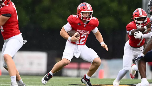 Beau Brungard rushes for positive yards against Duquesne on Sept. 12, 2026
